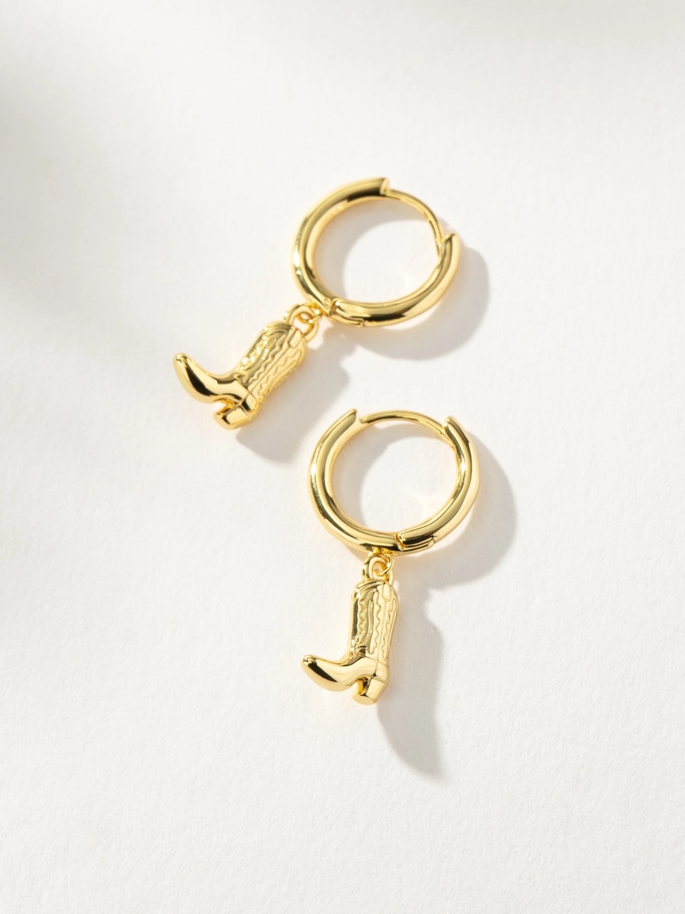 Uncommon James Gold Boot Charm Hoop Earrings